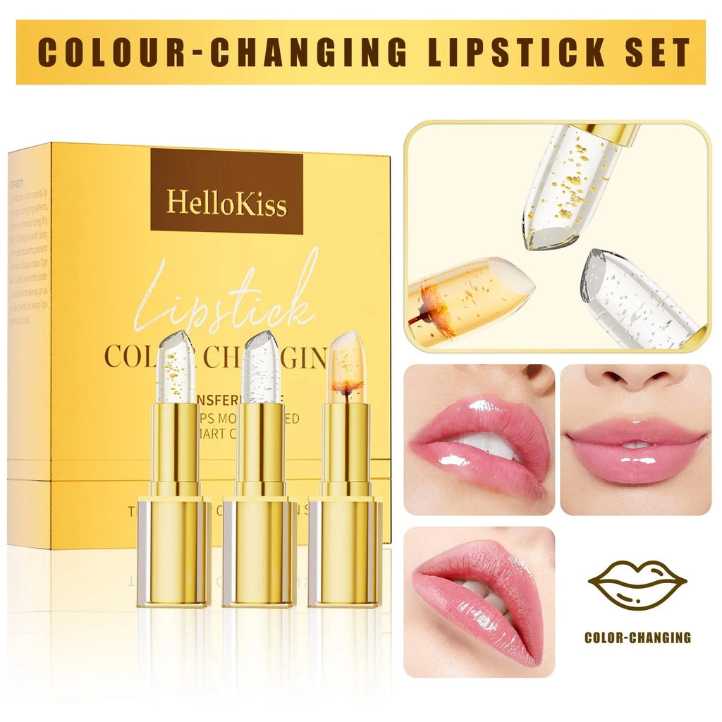 Single gold tube of anti-smudge, warm colour-changing lipstick, shade YB1001, 3.5g.