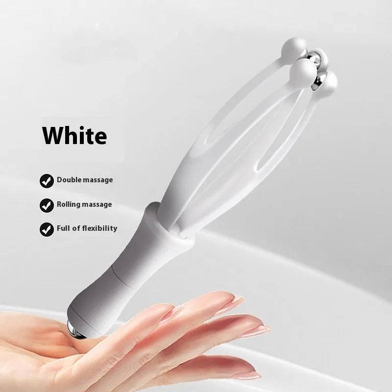 Blue steel ball finger massager hand joint roller on white background