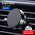 Black car phone holder with suction cup magnetic mount on dashboard, 360 degree rotation