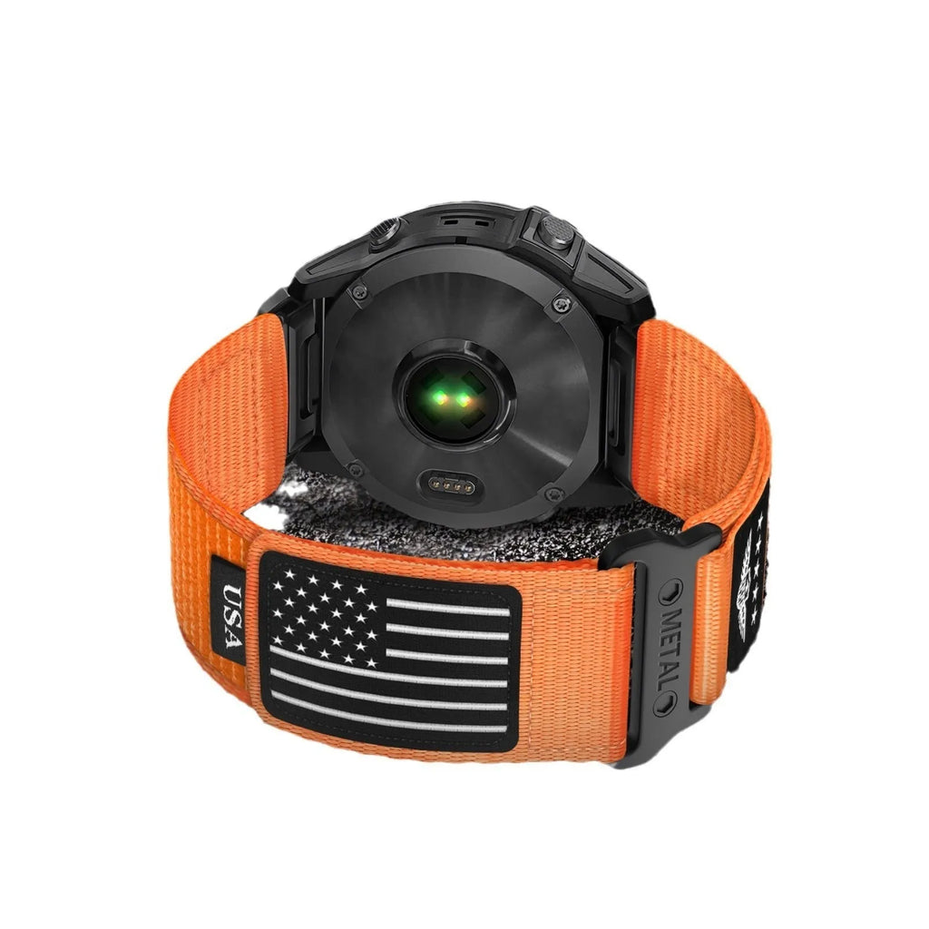 Nylon magic tape watch strap in Army Green with Velcro closure, 22mm width, for Samsung smartwatch