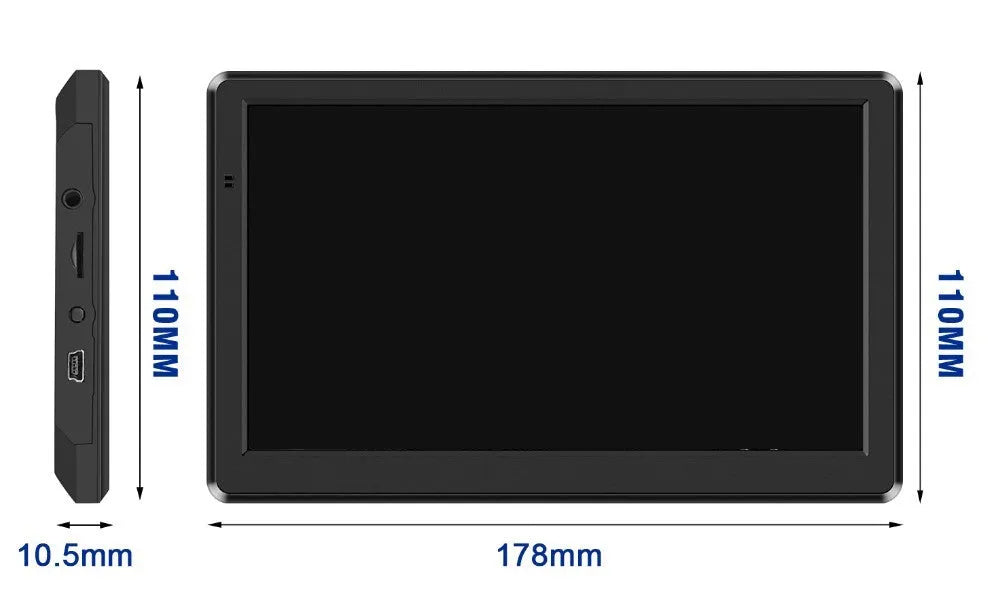 7 inch touch screen car GPS navigation device on a dashboard bracket