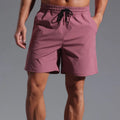 Men's Loose Short-length Shorts Quick Drying Casual Mid Waist Polyester Straight Pants for Everyday Summer Wear Available in Khaki Black Blue Purplish Red Sizes M to 4XL