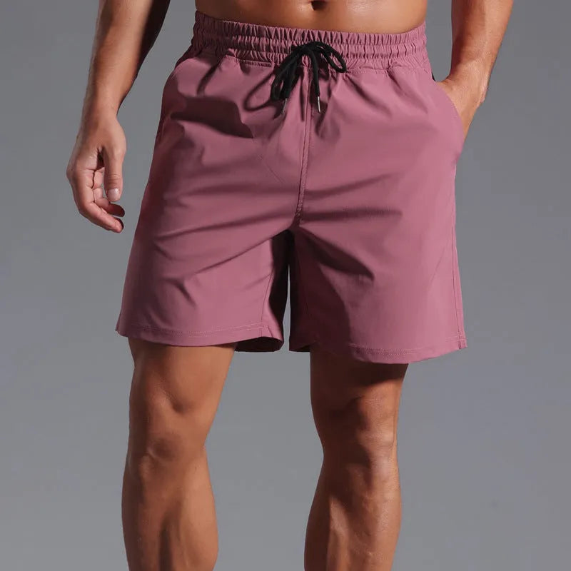 Men's Loose Short-length Shorts Quick Drying Casual Mid Waist Polyester Straight Pants for Everyday Summer Wear Available in Khaki Black Blue Purplish Red Sizes M to 4XL
