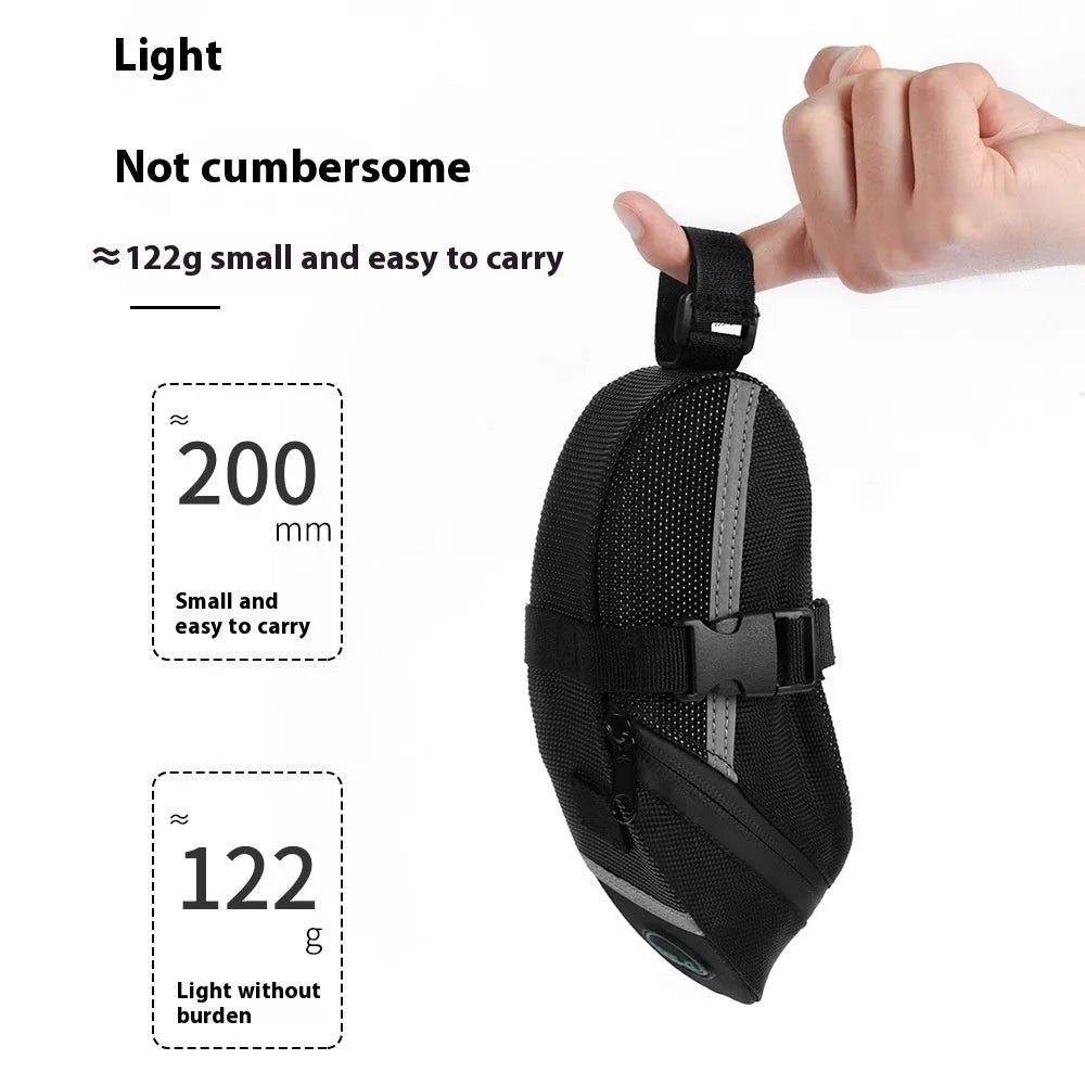 Black polyester cycling quick release tail bag 20x8x6cm for mountain bike saddle storage with padding