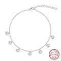 S925 silver round anklet in Han style, 14K gold finish, on model ankle