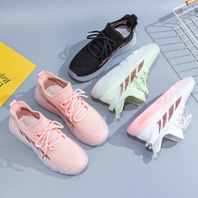 Women's cowhide high-top sports casual sneakers in multiple colours with a flat heel.