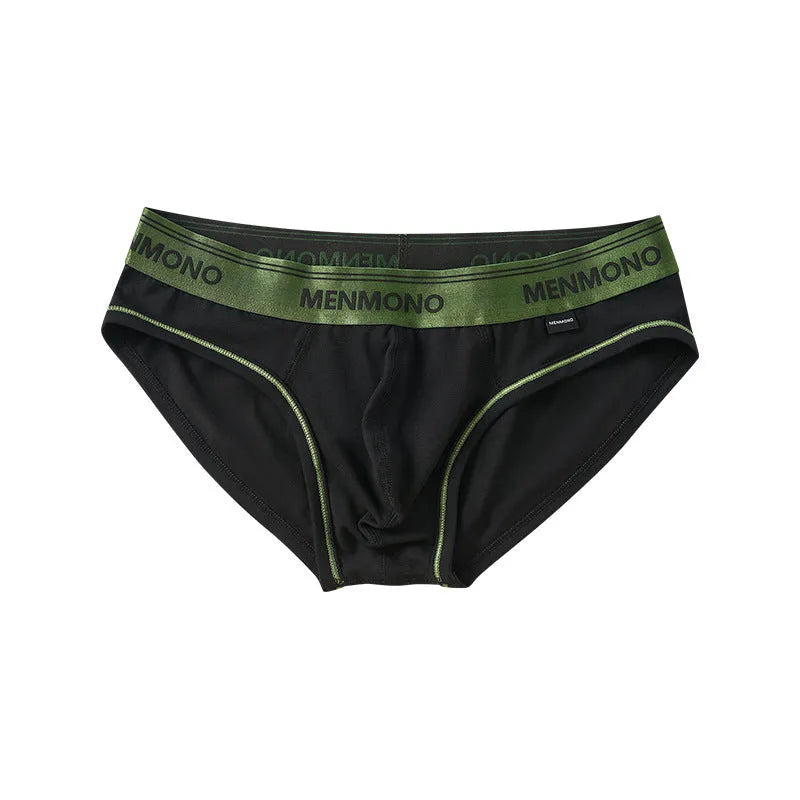 Men's low waist cotton briefs in a black and blue colour combination.
