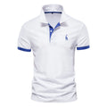 Men's slim fit t-shirt with embroidered deer pattern on chest in cotton blend fabric