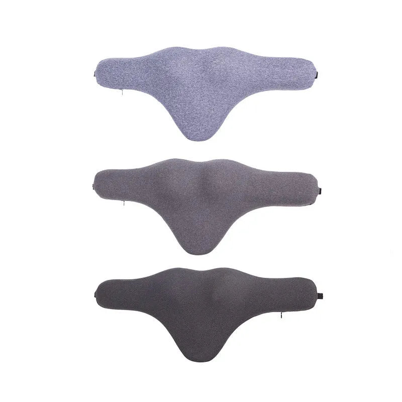 Memory foam car neck pillow in dark gray with polyester cover, 67cm length, for four seasons use