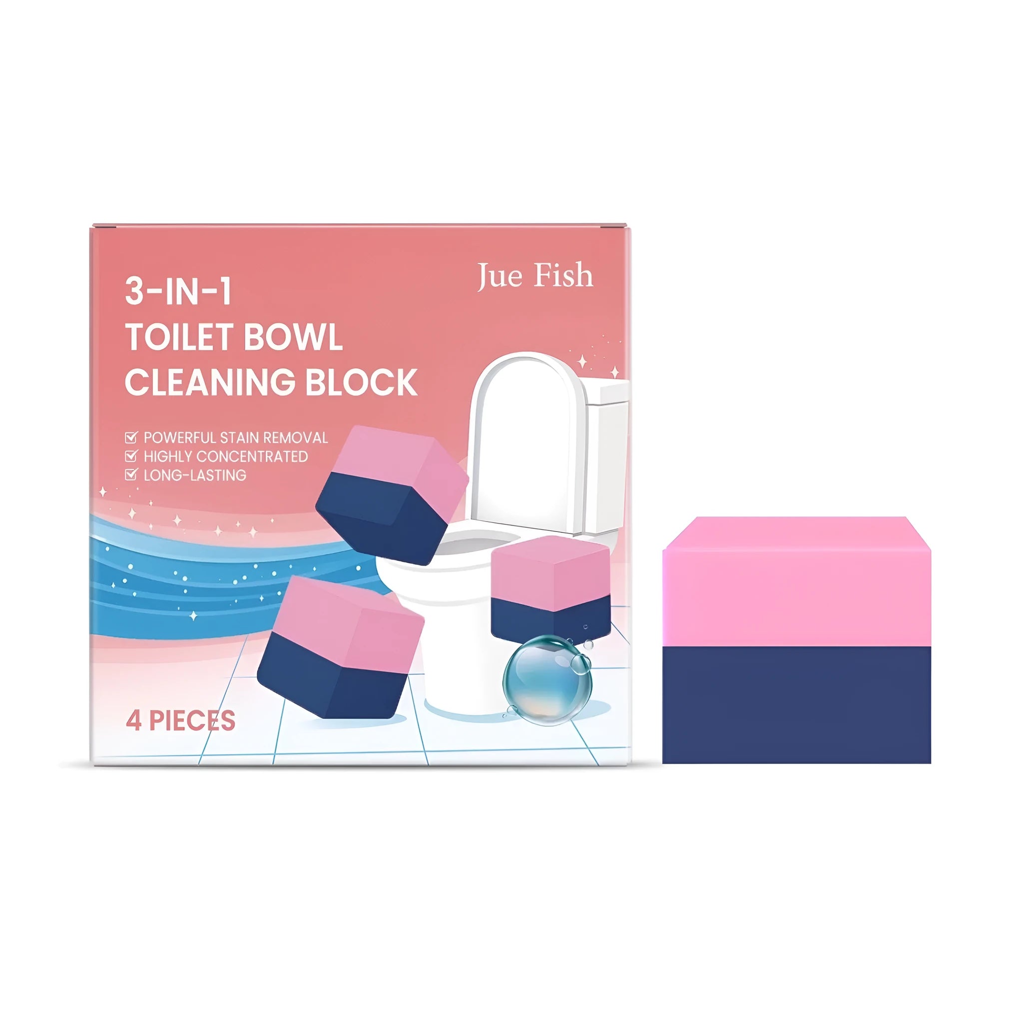 Four Three In One toilet cleaning blocks on a white background.