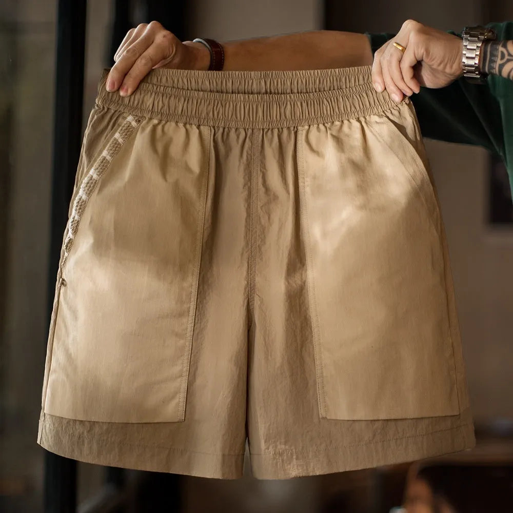Madden Workwear Mountain quick-drying khaki shorts with large pockets, straight leg, men's casual summer wear