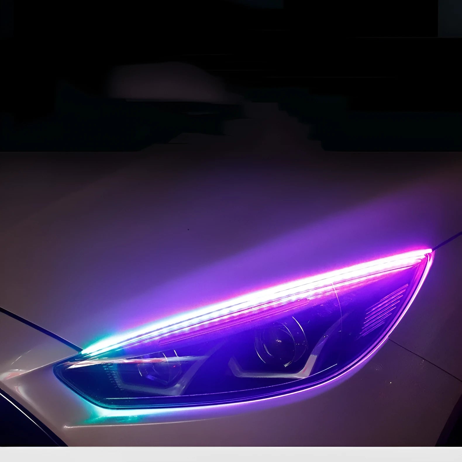 Colourful RGB LED daytime running light strip for General Motors cars with a wireless remote control.