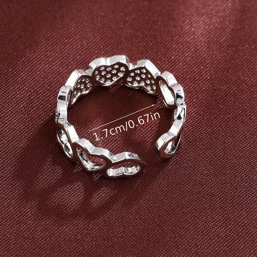 Adjustable geometric heart couple's ring in copper with gold finish