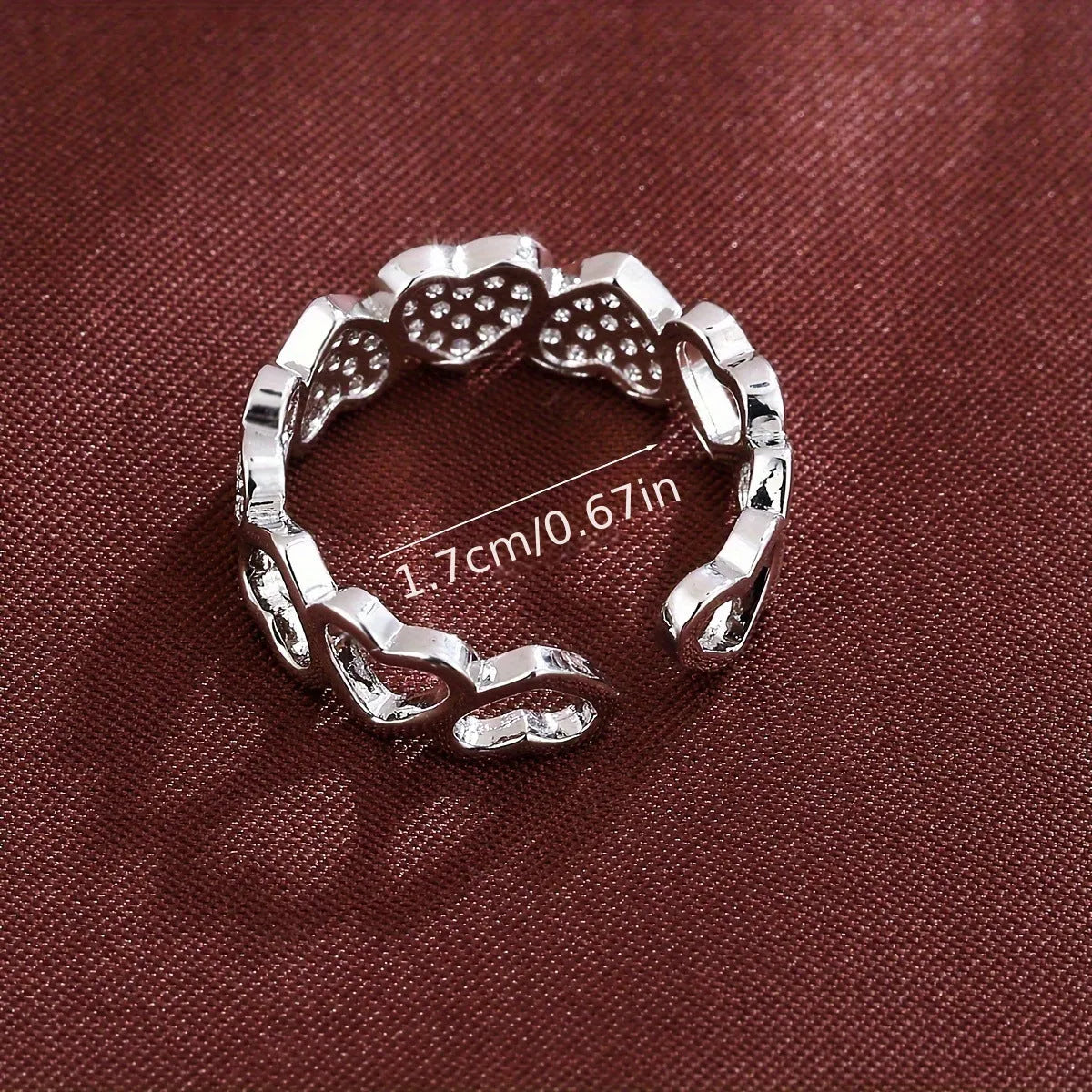 Adjustable geometric heart couple's ring in copper with gold finish