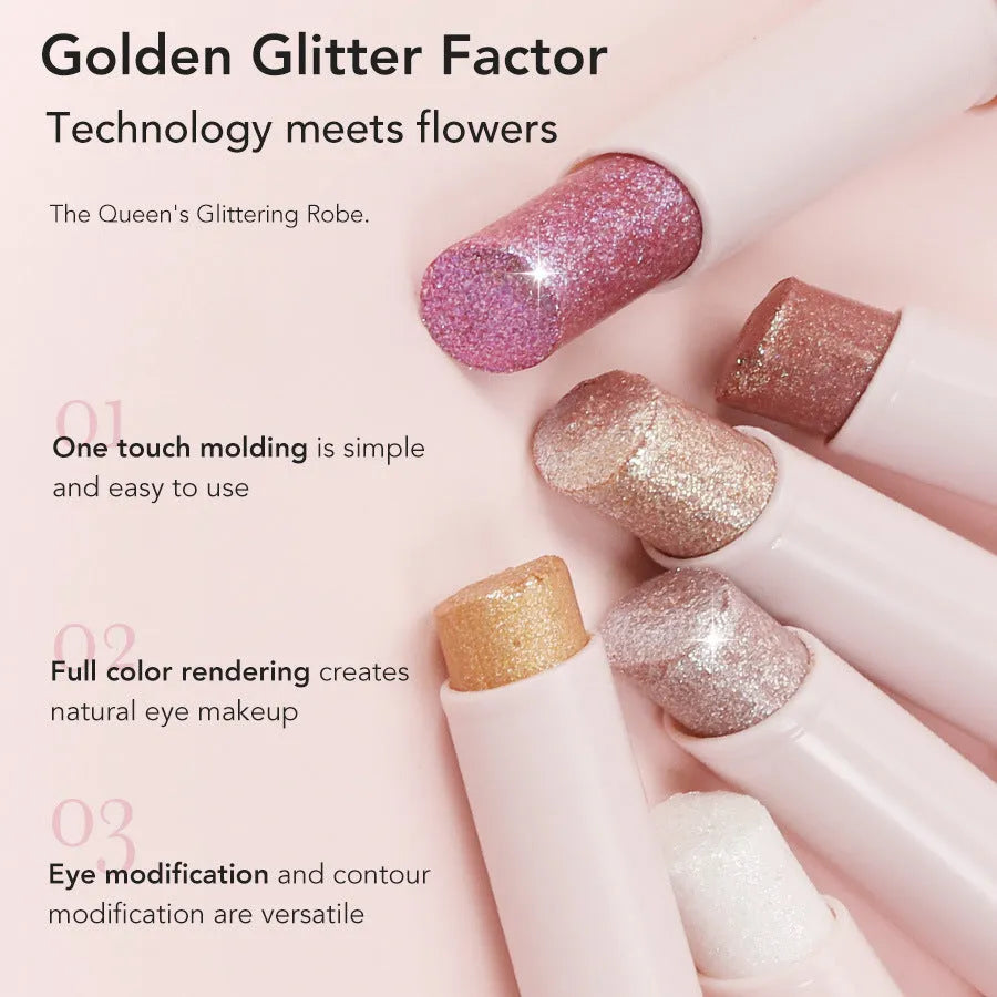 Jelly eye shadow stick in starlight pearlescent thin glittering formula, standard size, six colour options