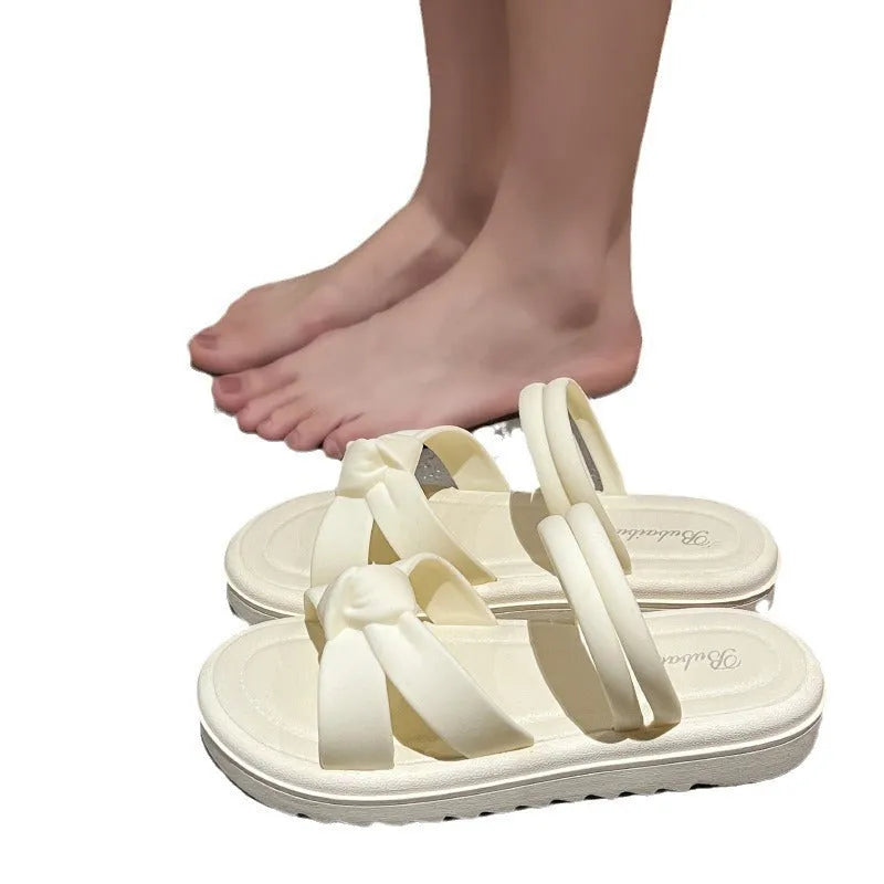 Women's two-way wear sandals in black with thick sole, PVC upper, non-slip injection-moulded sole, suitable for outdoor use.