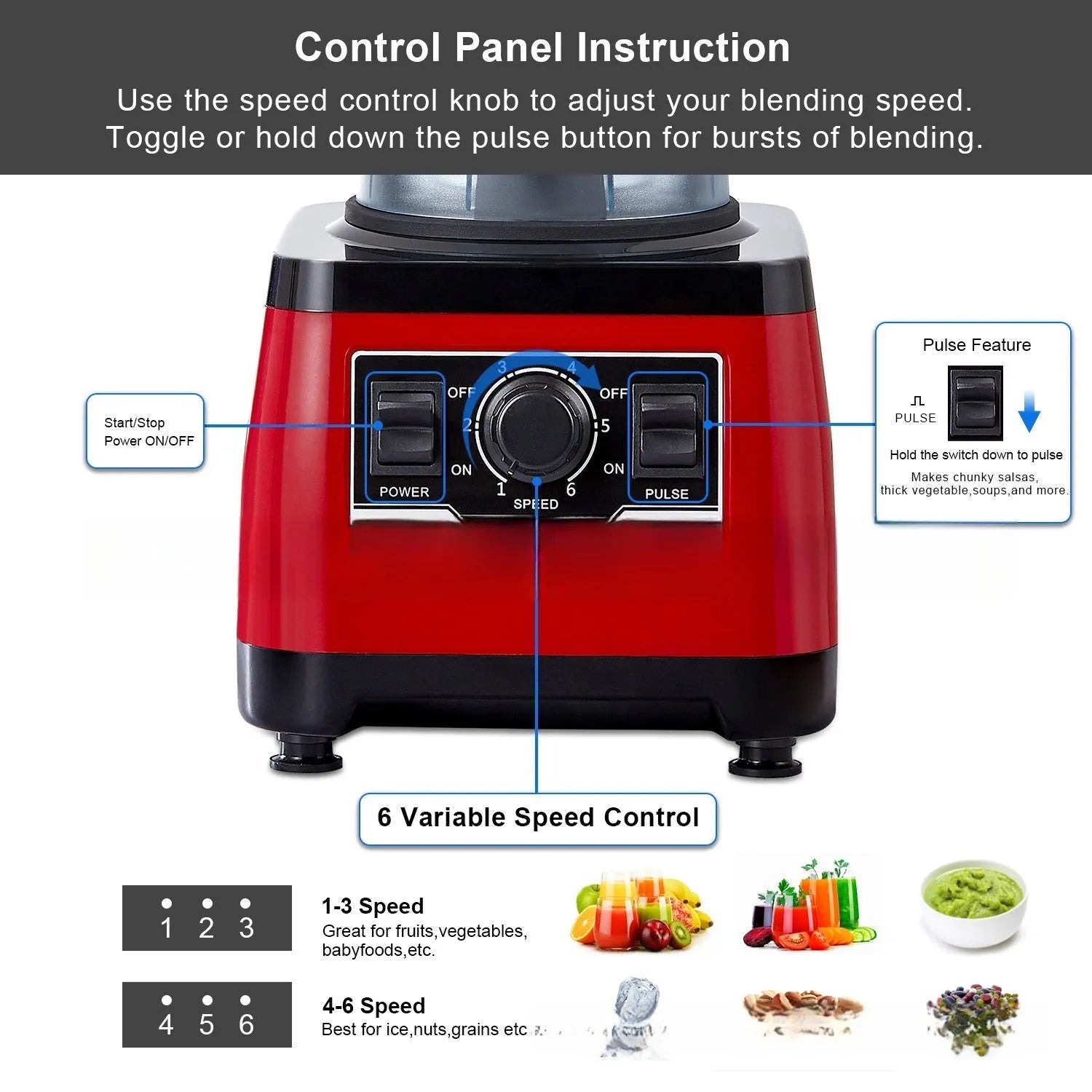 Red commercial blender with 2L stainless steel jug and 2200W motor for professional kitchen use