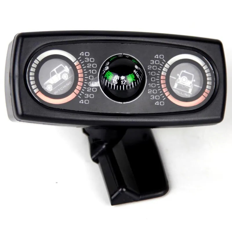 Black car guide ball balancer level meter with self-adhesive base showing slope measurement