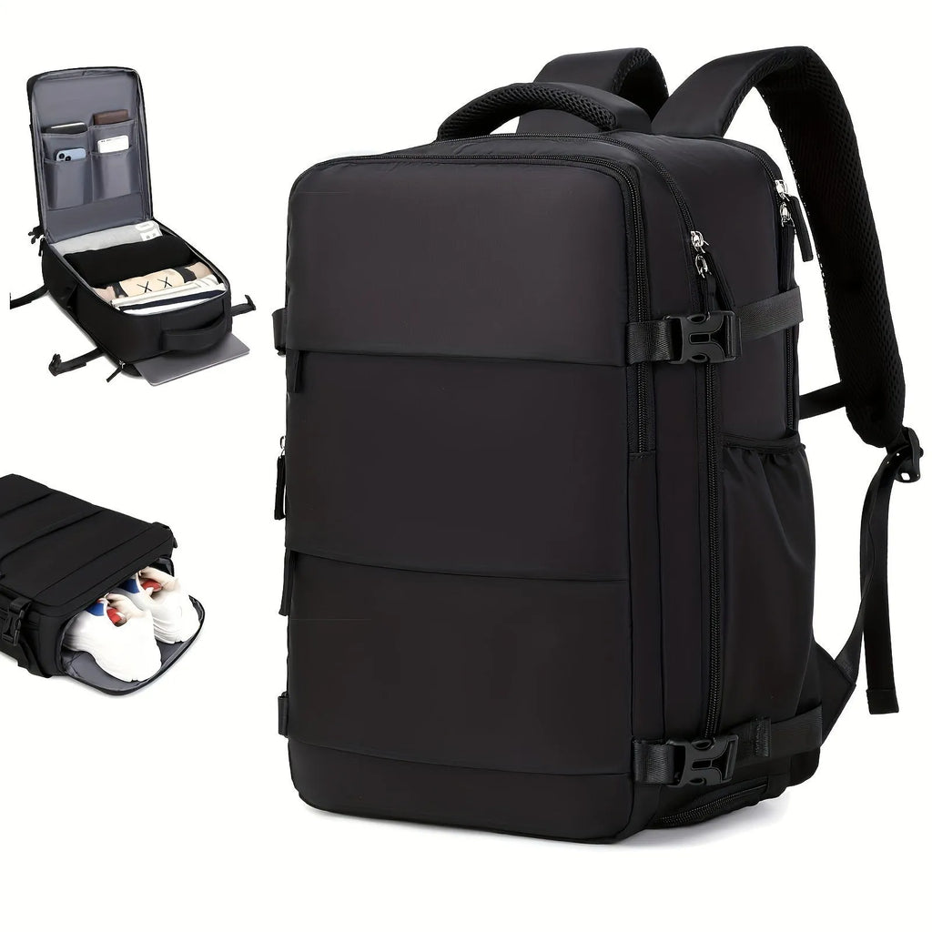 Large capacity multifunctional nylon travel backpack for men in black 235 simple