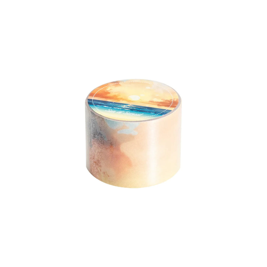 Roll of Japanese paper decorative tape with sky patterns including clouds and nebula, showing 30mm width.