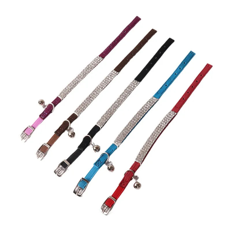Cat collar with elastic buckle in six colour options including pink, black, red, blue, purple, dark brown