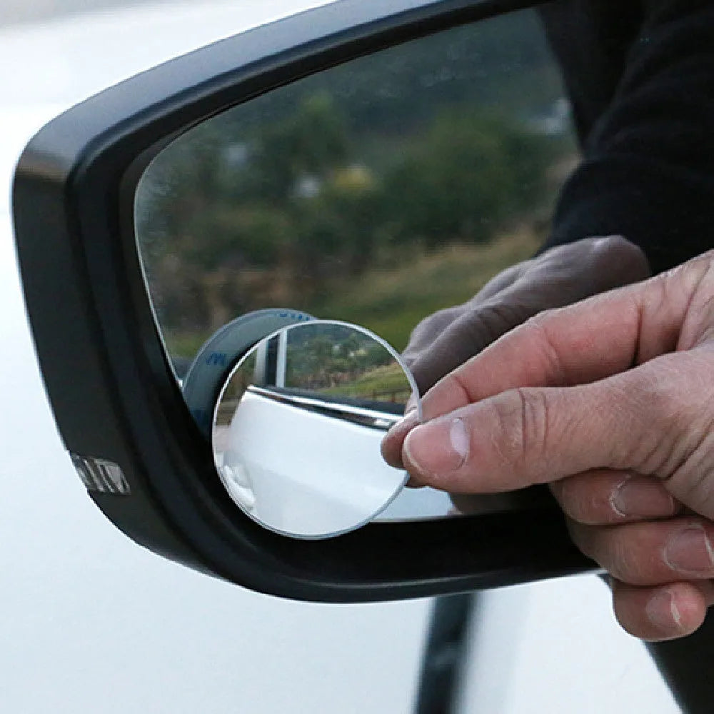 Silver car reflective rearview mirror 5cm 360 degree adjustable blind spot mirror with convex glass surface