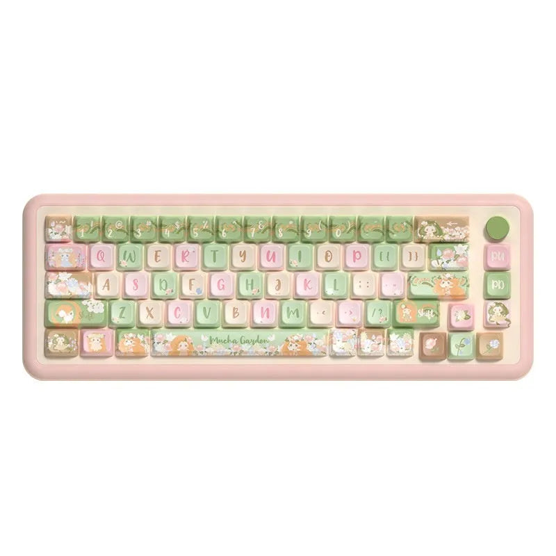 Mu Xia Garden summer garden theme mechanical keyboard key cap set showing complete key layout