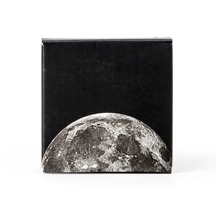 Boxed stickers showing moon phases and calendar planet designs in black on self-adhesive paper, 45 pieces per pack