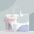 15.6 inch waterproof laptop bag in PU leather with zipper and soft handle available in blue brown and orange
