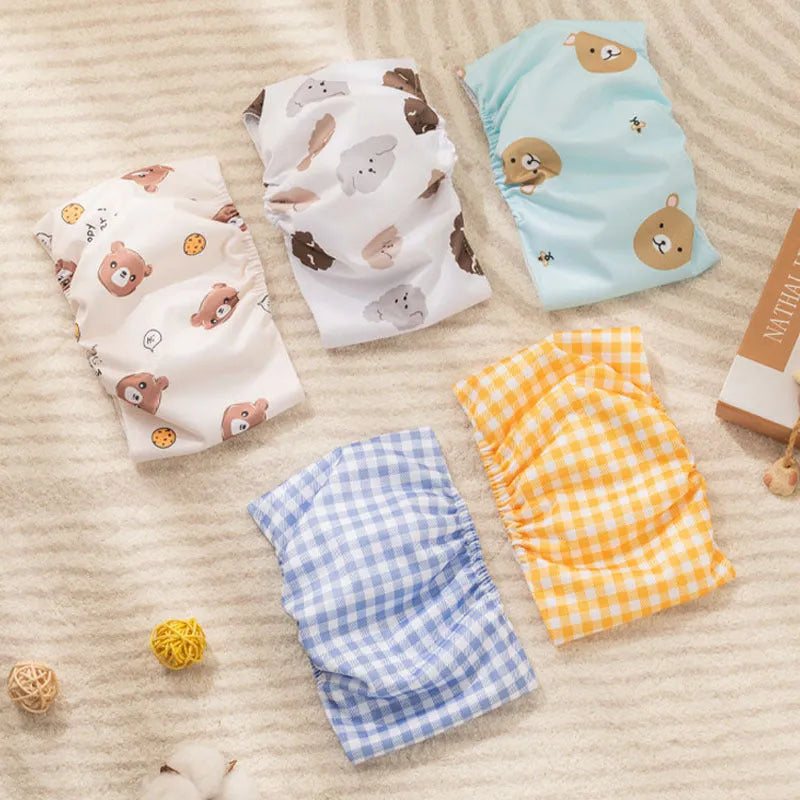 Pet sanitary pant reusable dog nappy with fastener tape and elastic waistband in blue bear pattern