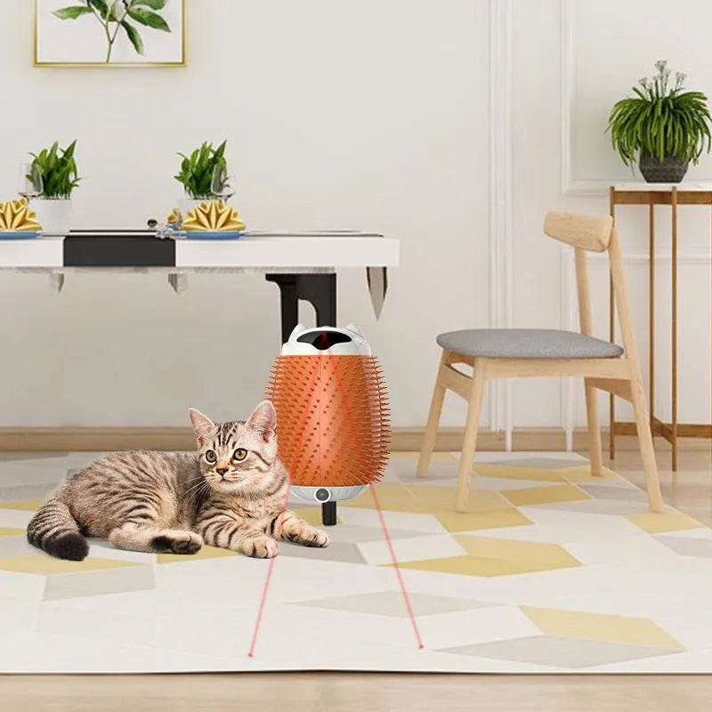 Intelligent sensor cat hair brush in Salmon Pink with ABS and silicone construction, automatic pet massager