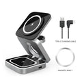 Three in one folding desktop wireless charging bracket with magnetic ring for Apple Samsung Google Pixel Watch
