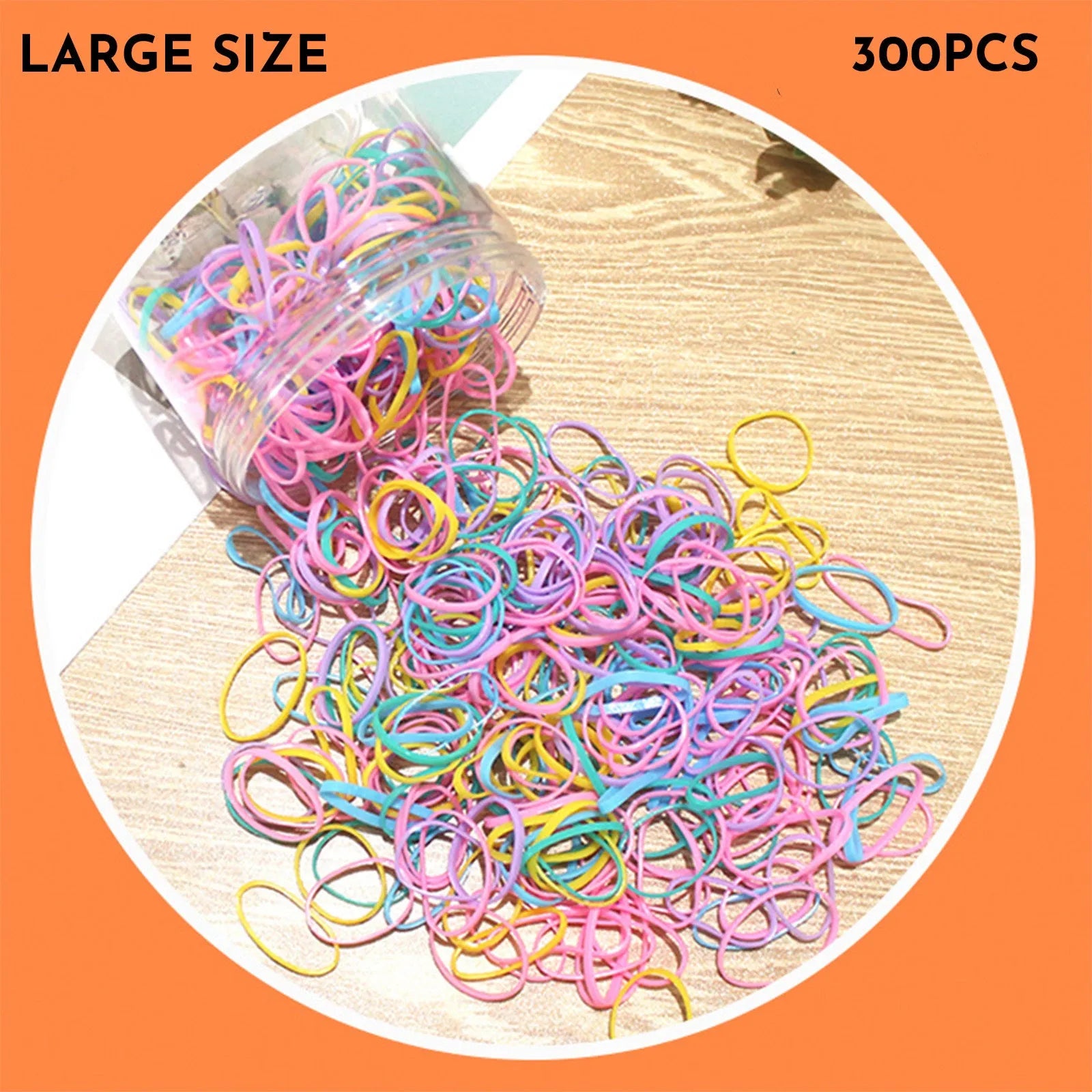 Multi-colour TPU baby hair ties in a reusable container for toddler fine hair, 300 piece pack