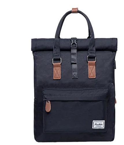 Casual polyester backpack with cover opening, computer compartment, and zipper pocket in black, dark grey, or green