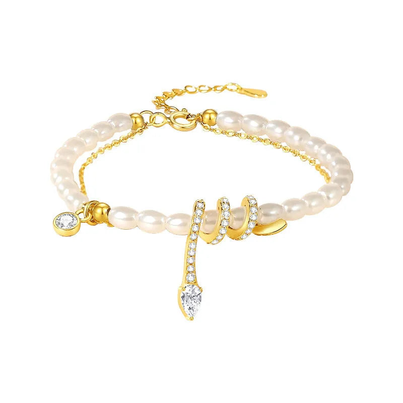 New Chinese style snake motif bracelet in 925 silver with electroplated gold or white finish