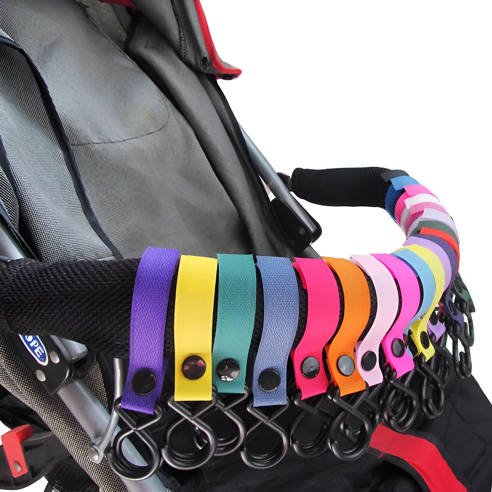 Nylon luggage strap hook in various colours for travel bag organisation and security