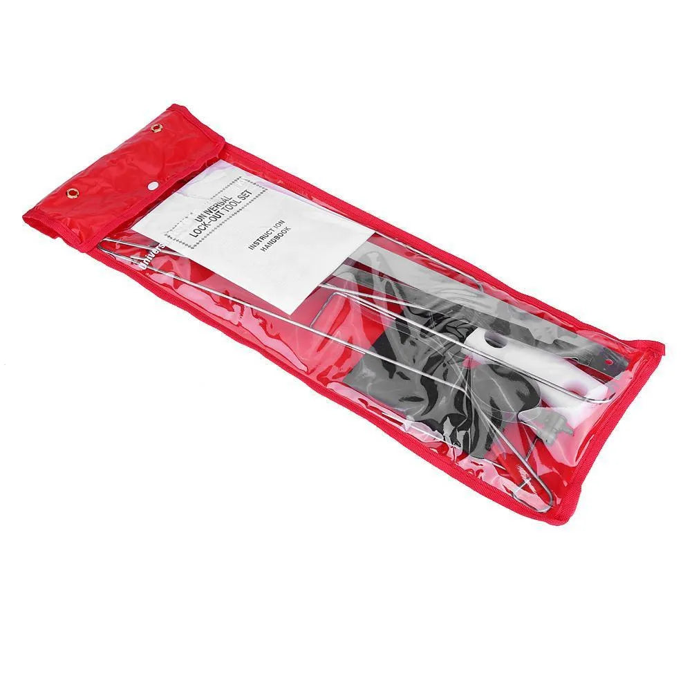 Automotive maintenance tools 9-piece set with air pump wedge, plastic wedges, hooks, and crowbars