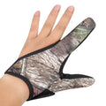 Two finger fishing glove showing diving cloth back and microfiber palm for tackle handling