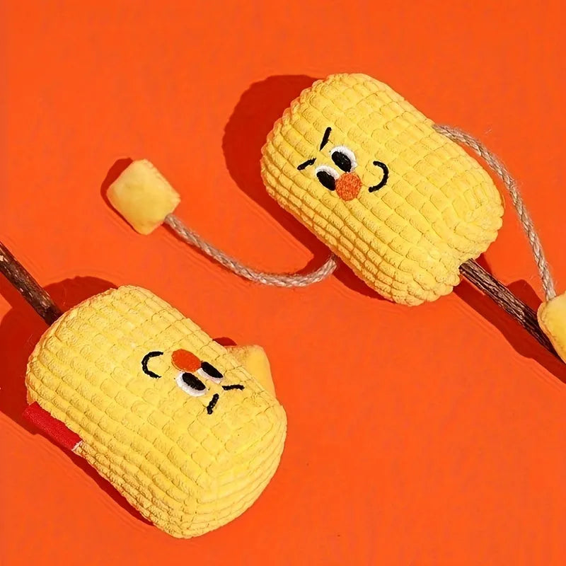 Corn cob shaped cat chew toy made of polio wood for feline teeth cleaning