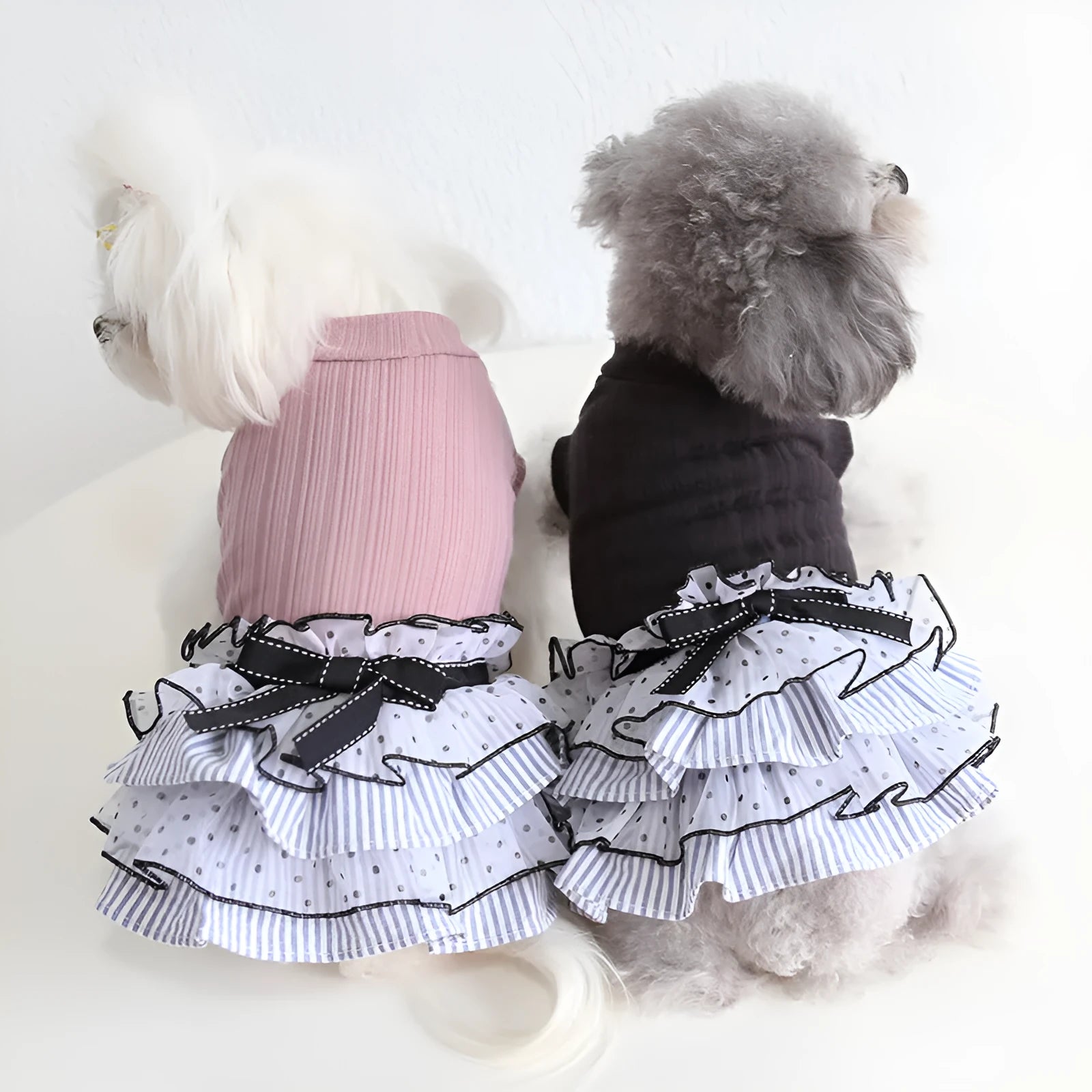 Polka dot lace cake dress pet clothes in taro purple, princess style cloth dog dress