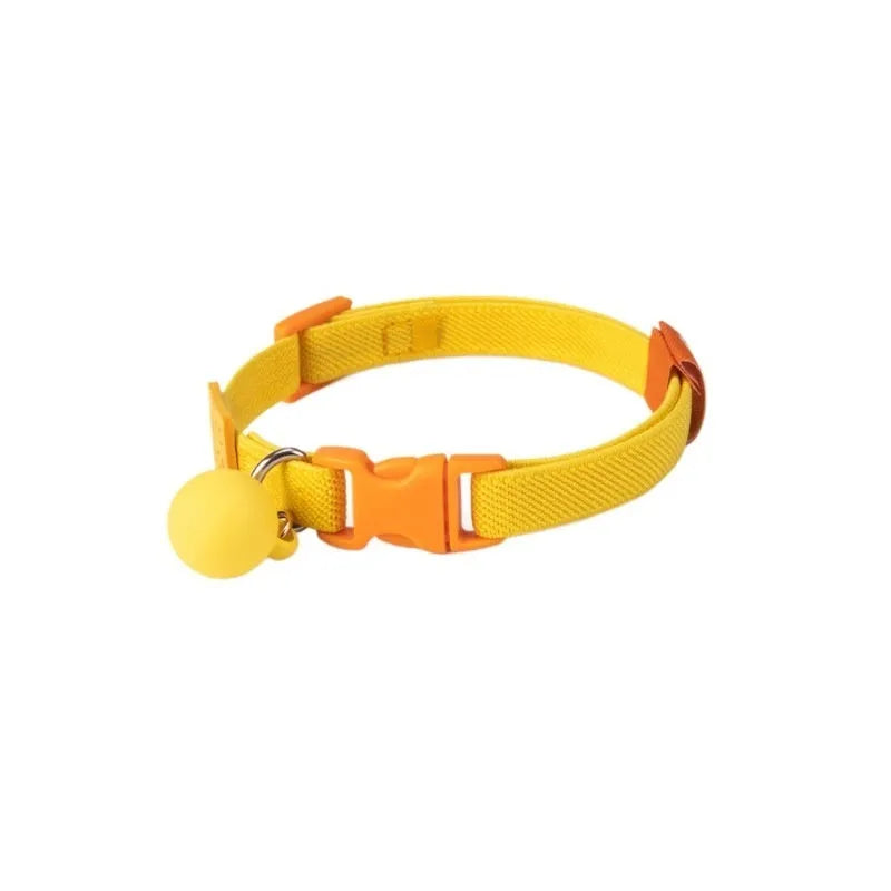 Elastic polyester decorative dog collar for small breeds, adjustable from 22cm to 32cm, shown in a monochrome colour.