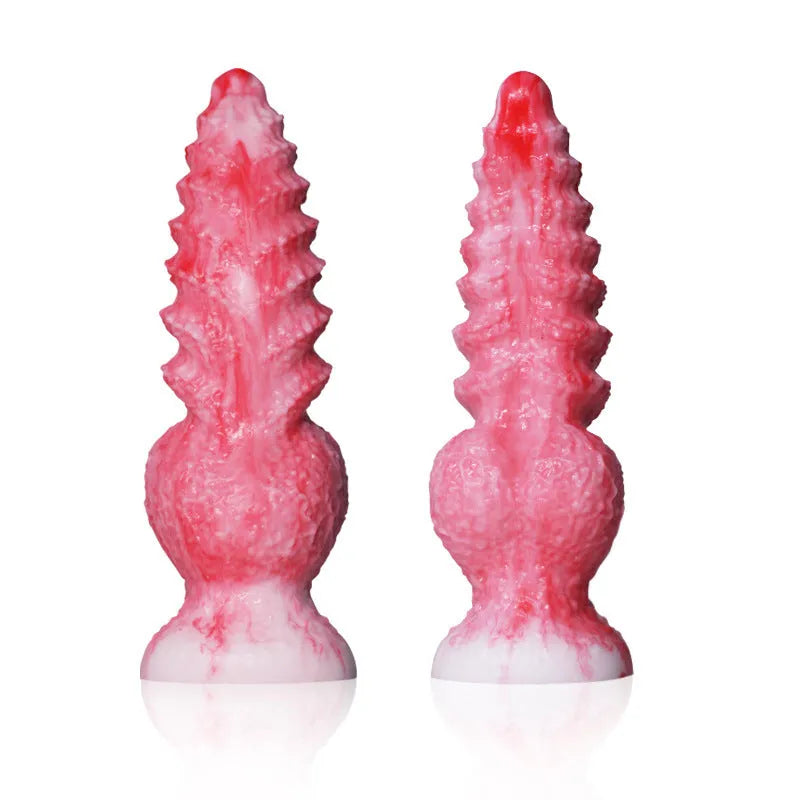 Pink platinum silicone women's masturbation device sex toy shaped like a penis