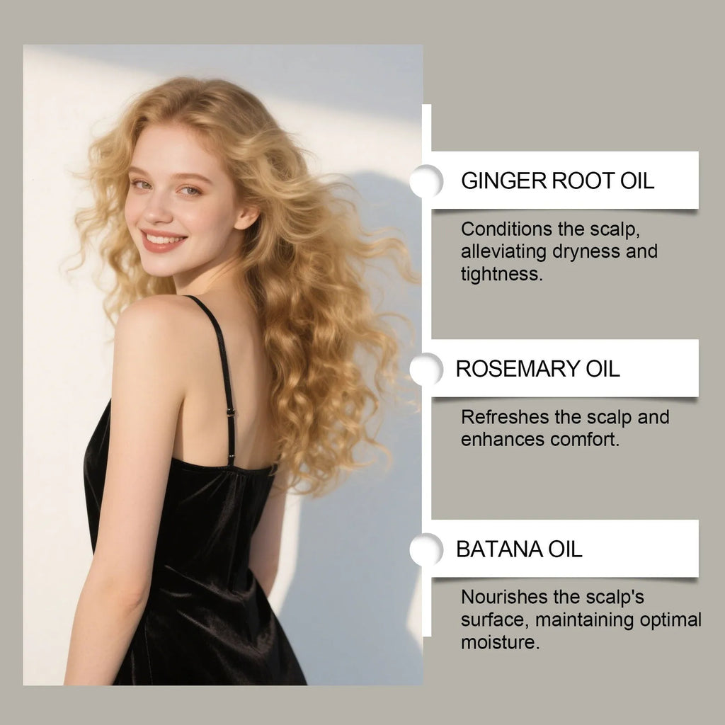 120ml bottle of Platthana Secret Hair Essential Oil with ginger and rosemary oils.