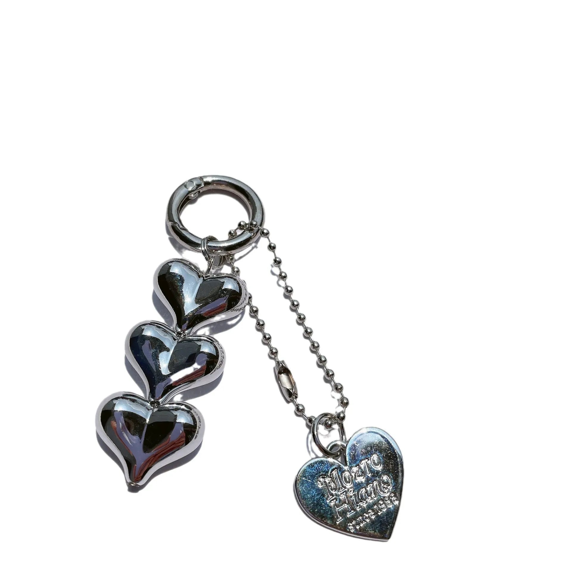 Acrylic Love Heart key ring with electroplated finish in metallic gold colour on a keychain