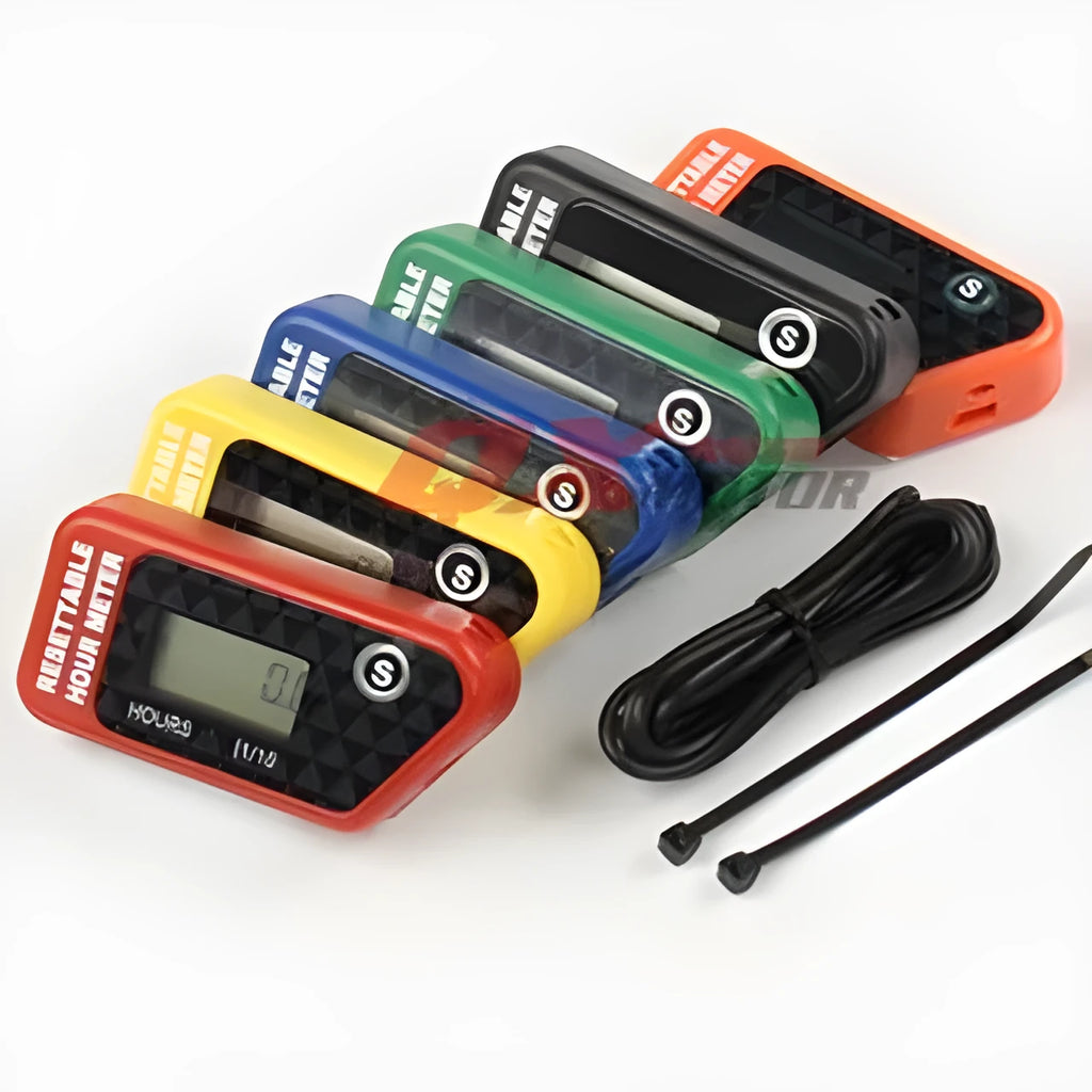 Black waterproof LCD maintenance timer for ATV motorcycle marine and garden equipment servicing