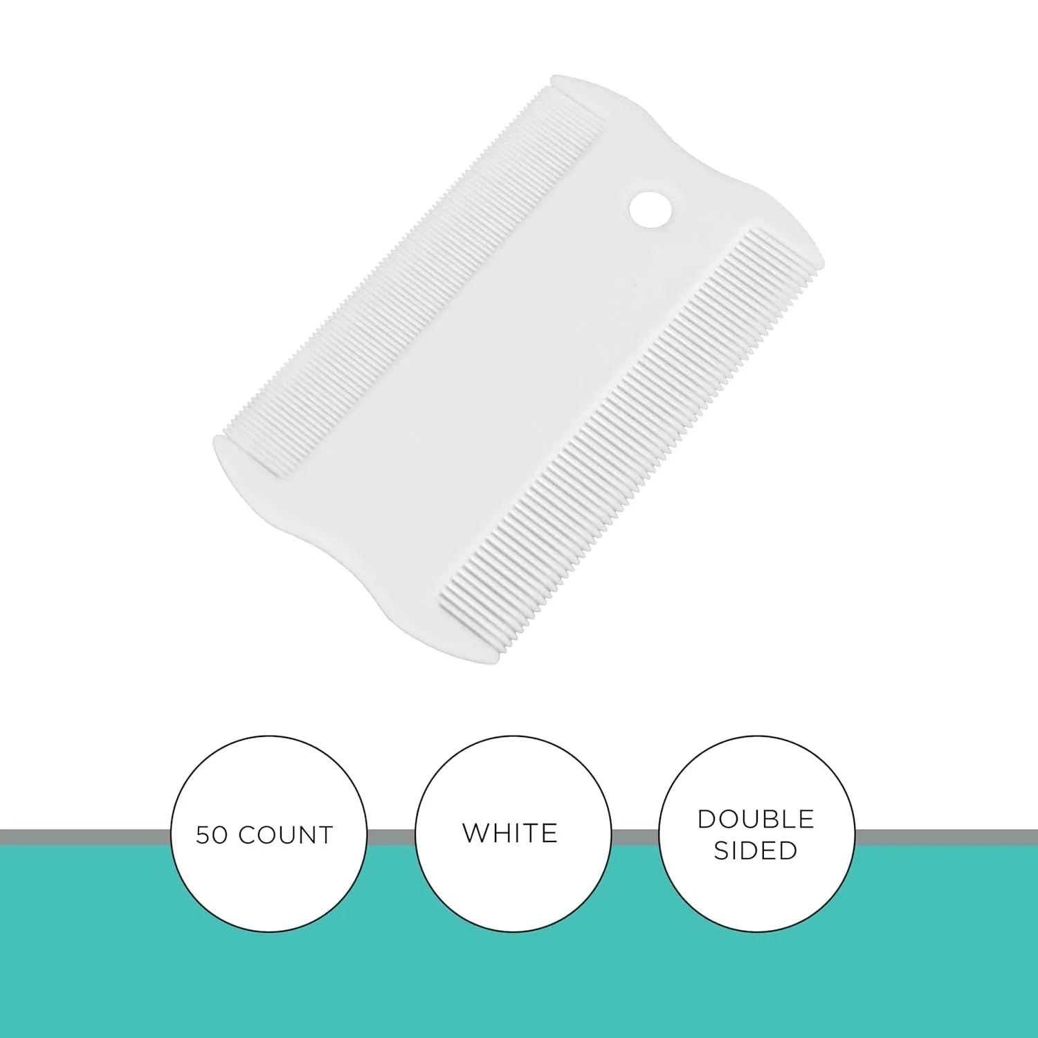A double-sided plastic flea comb for pets with dense teeth, shown next to a ruler indicating its 5 cm length.
