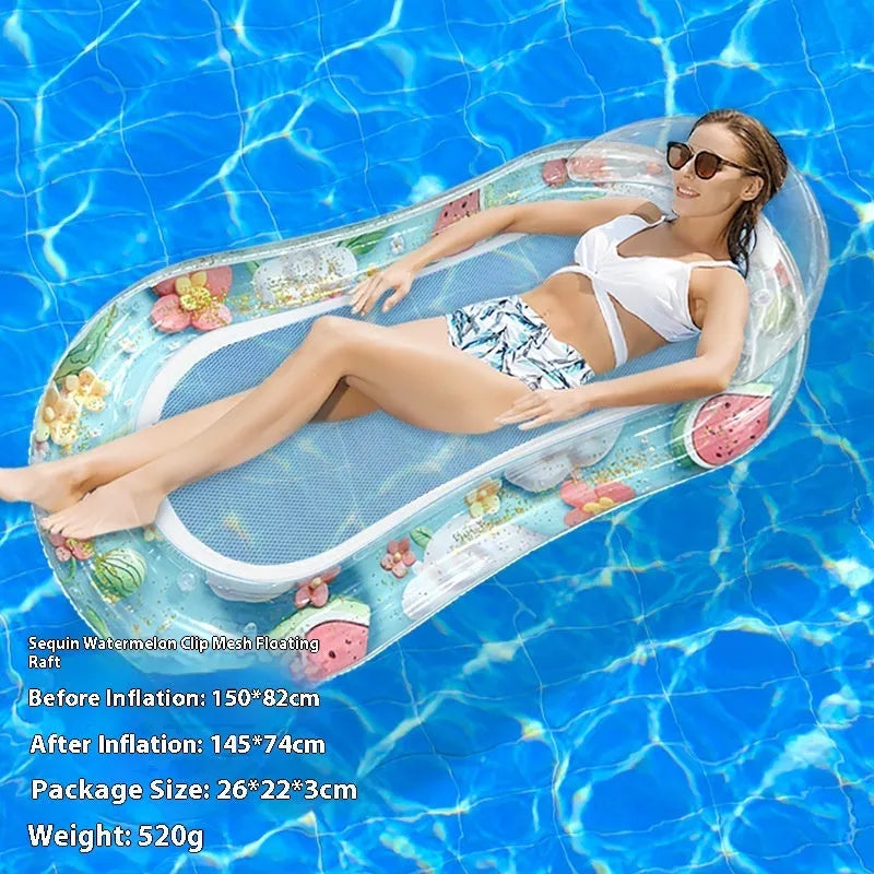 PVC inflatable floating row with thick sequins wave design in multiple colour variations
