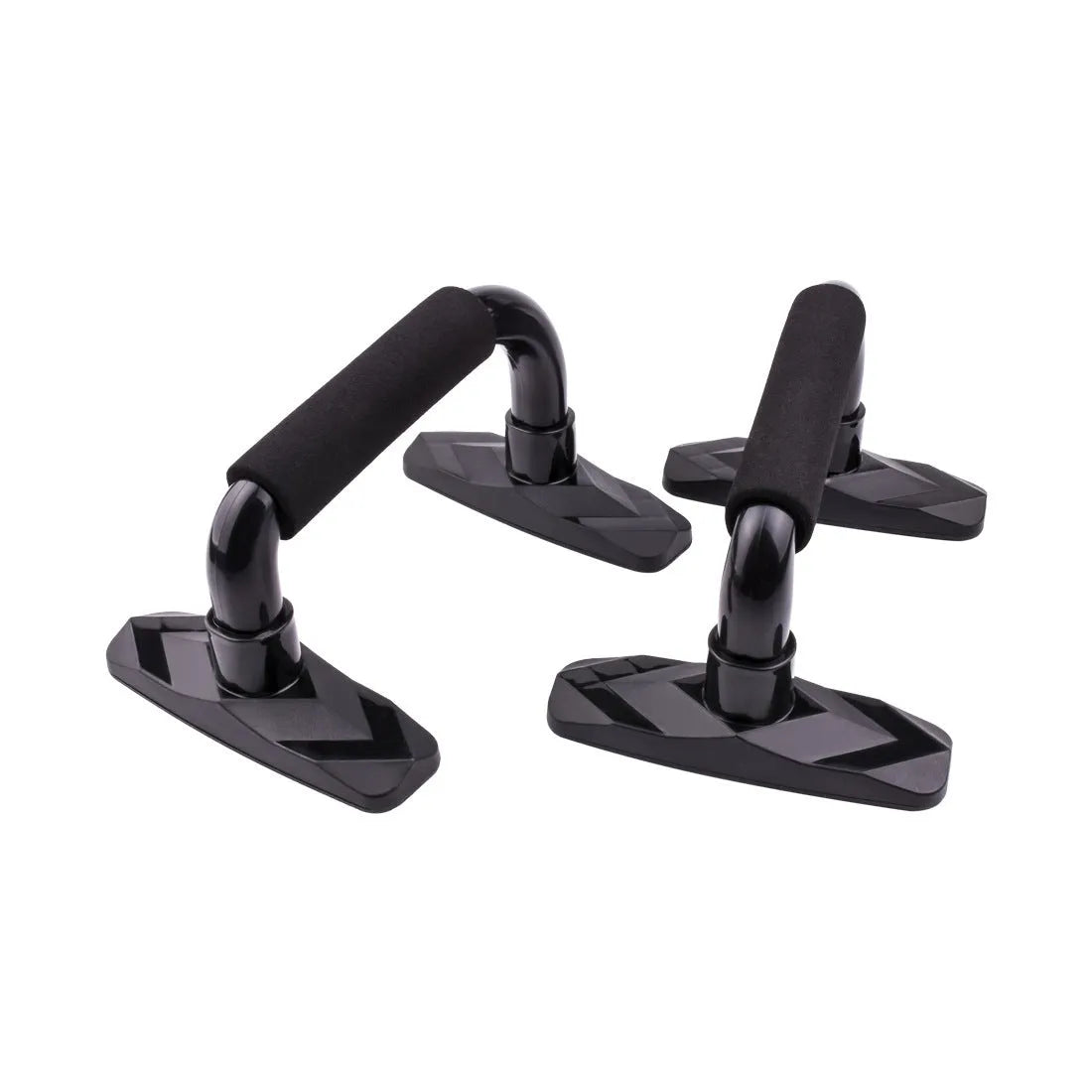 Set of two I-shaped black push up bars made from PP sponge for floor exercises