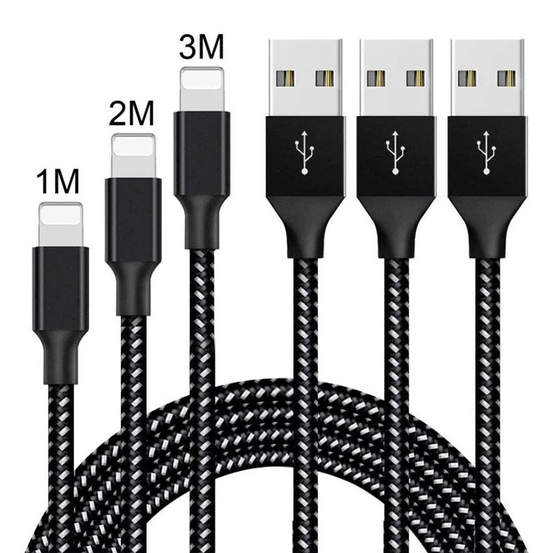 Braided nylon Micro USB fast charging cable for Android phones in black and white colour.