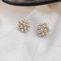 Korean style pineapple and starfish pearl earrings with electroplated alloy construction and artificial gem accents.